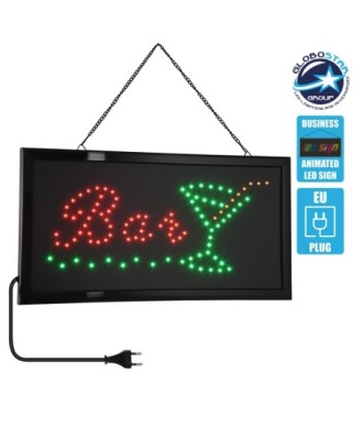 GloboStar® 75690 Φωτιστικό Ταμπέλα LED Σήμανσης BAR WITH COCTAIL με Πρίζα AC 230V Μ48xΠ25xΥ2cm